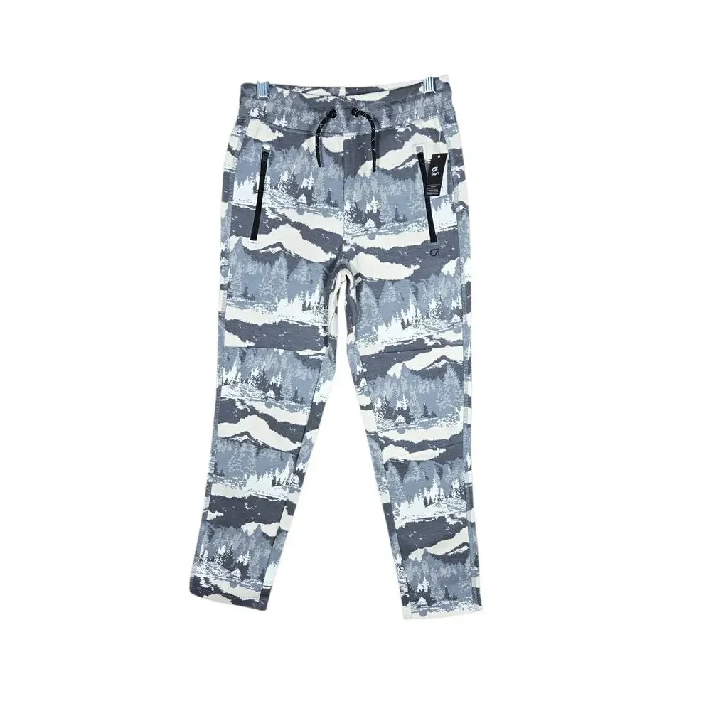 GapFit‎ Pants Kids Medium Gray Nature Mist Fit Tech Joggers Zip Pockets Casual